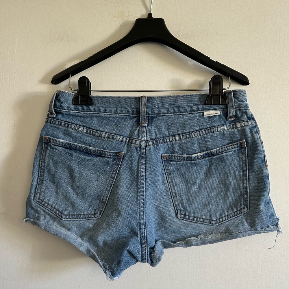 Billabong Drift Away Blue Denim Distressed Boho Beach Jean Shorts size 27 - Picture 2 of 6